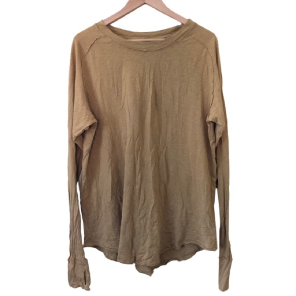 Free People We The Free Arden Tee Long Sleeve Women’s S Bunny/Taupe - Picture 2 of 10